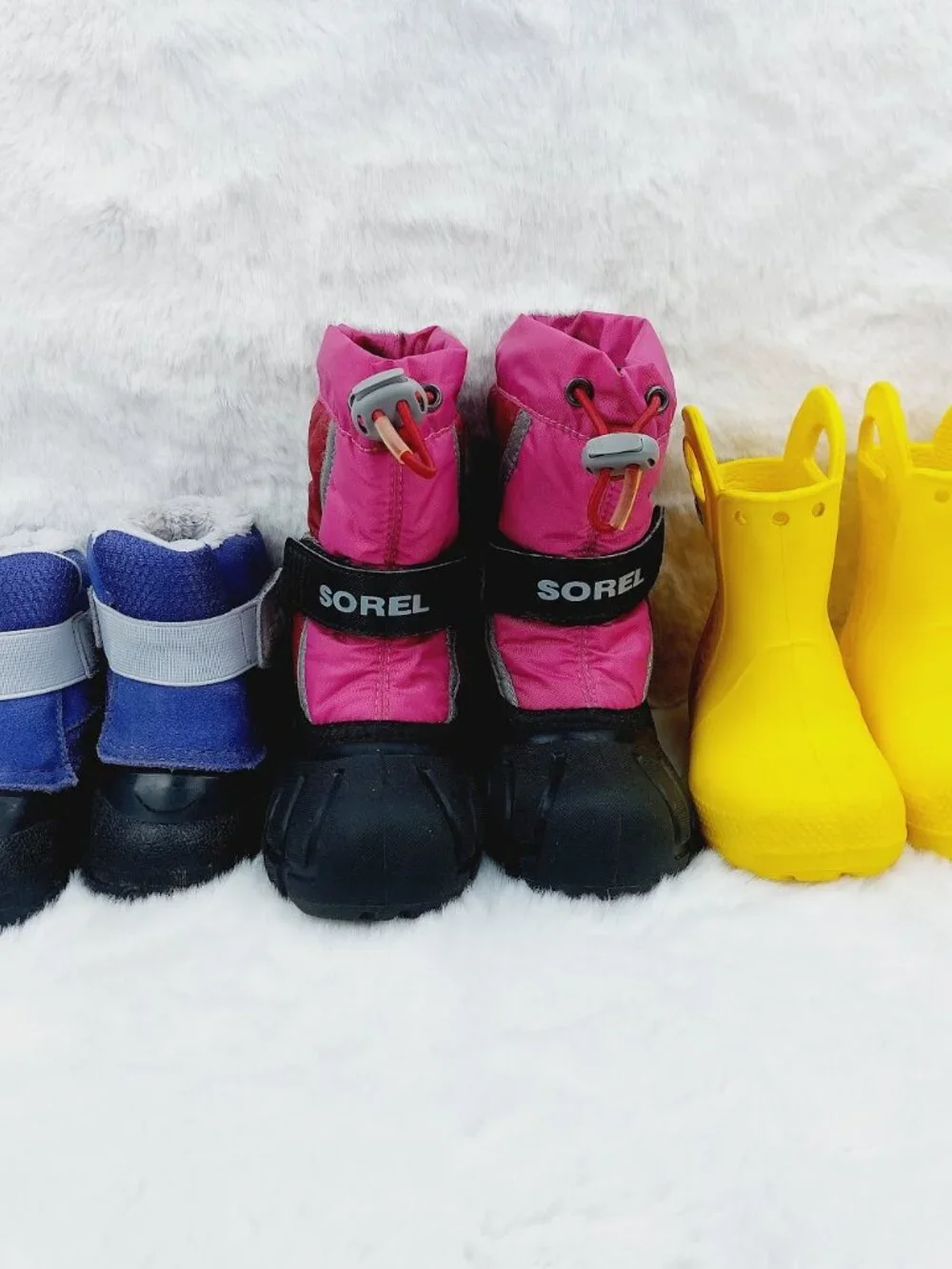 Set of 3 The North Face Sorel Crocs Girl's Pink Blue Yellow Winter Boots Size 6